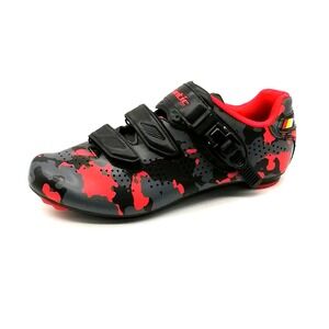 Santic Shoes Mens Red Black 8 Cycling Sneakers Road Bike Camo Hook Loop NEW